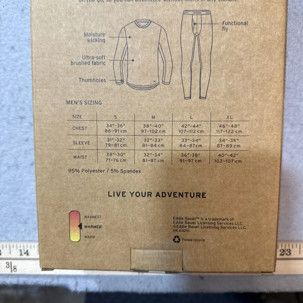 2-Piece Set Eddie Bauer Heavyweight Base Layer Crew Pant  Mens‎ Med